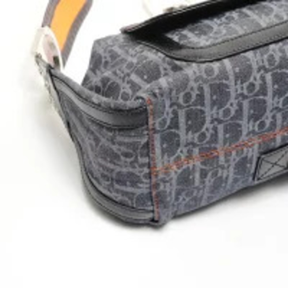 Christian Dior Denim Canvas Trotter One Shoulder Hobo Bag Navy Blue - Picture 6 of 13